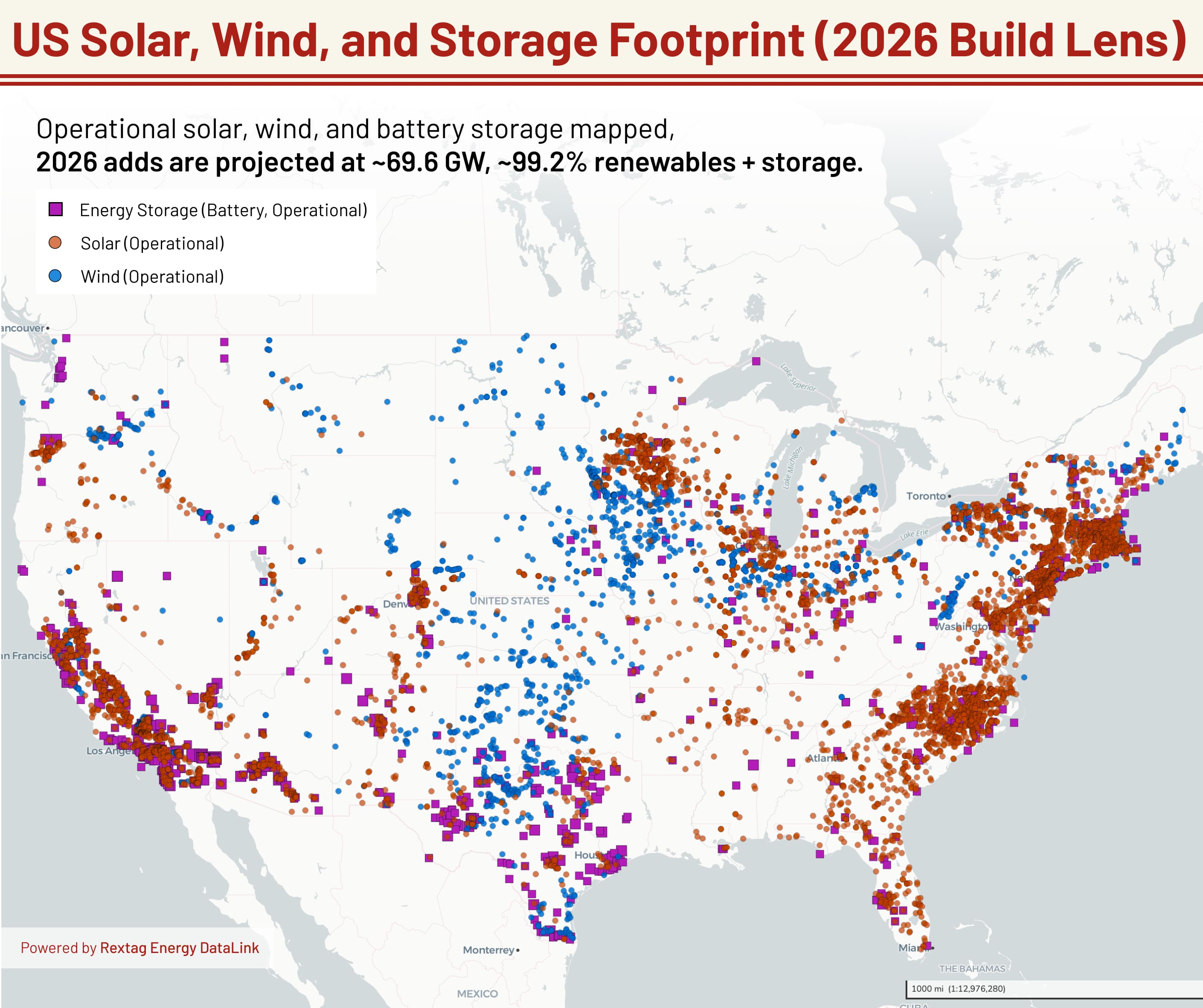 Where 99 Percent Of New US Capacity Comes From In 2026 Rextag Corporation 446 Blog US Solar Wind And Storage Footprint 2026 Build Lens 1 