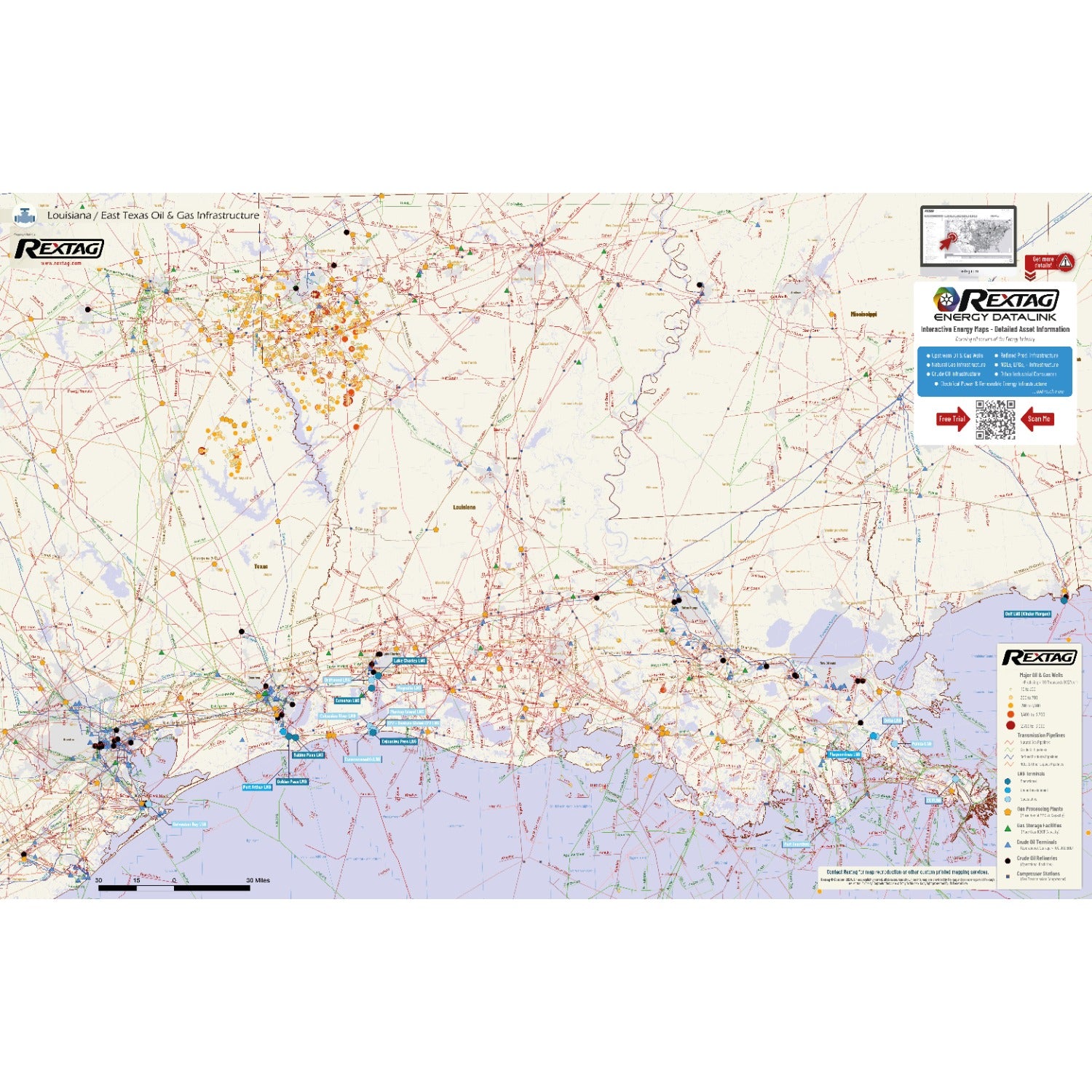 Rex Rextag Map Regional Louisiana Wall Map - Rextag Corporation