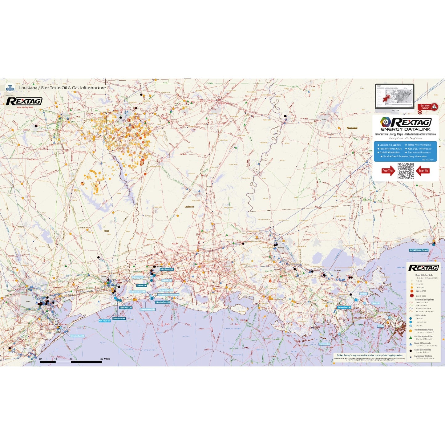 Regional Louisiana Wall Map