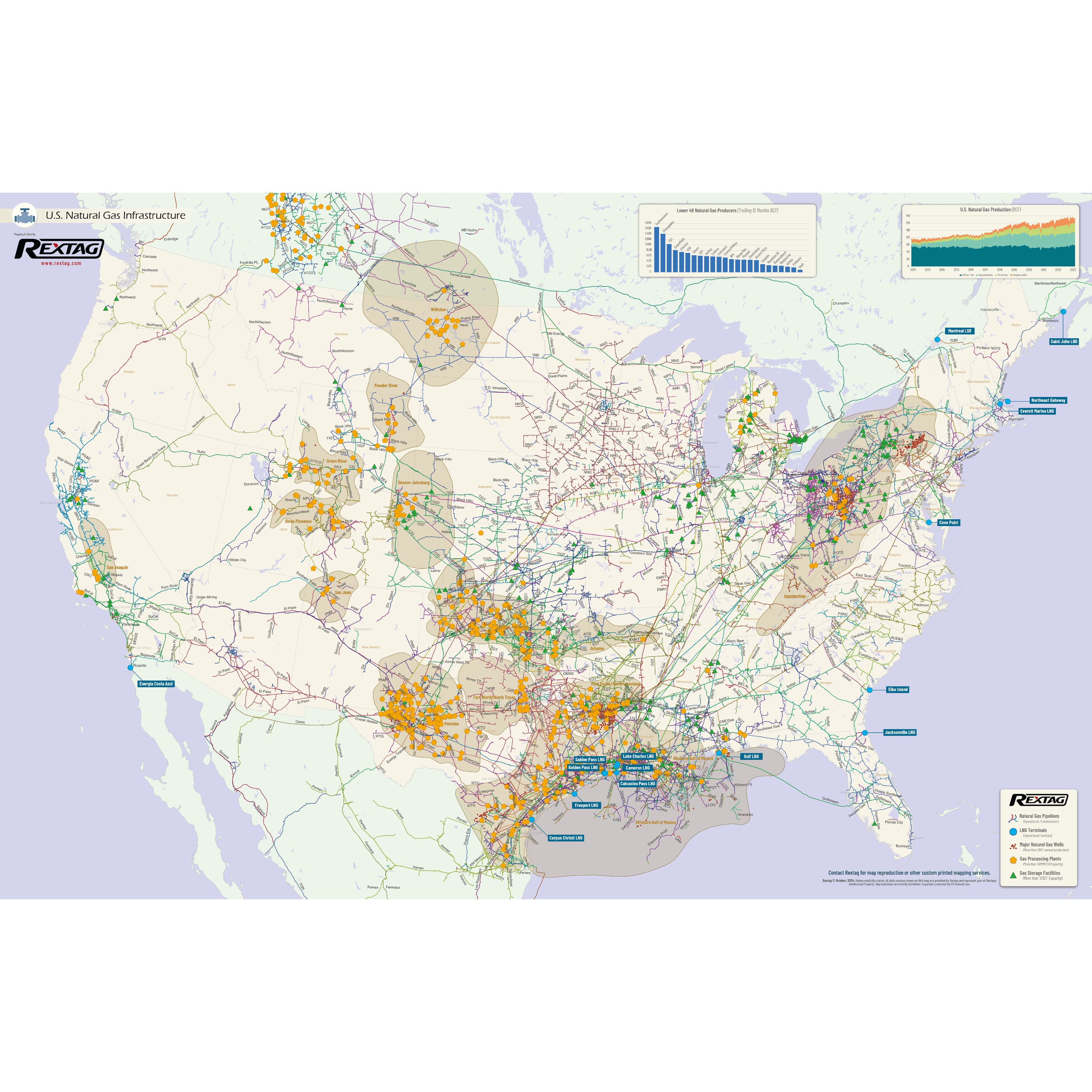 U.S. Natural Gas Infrastructure Wall Map | Rextag – Rextag Corporation