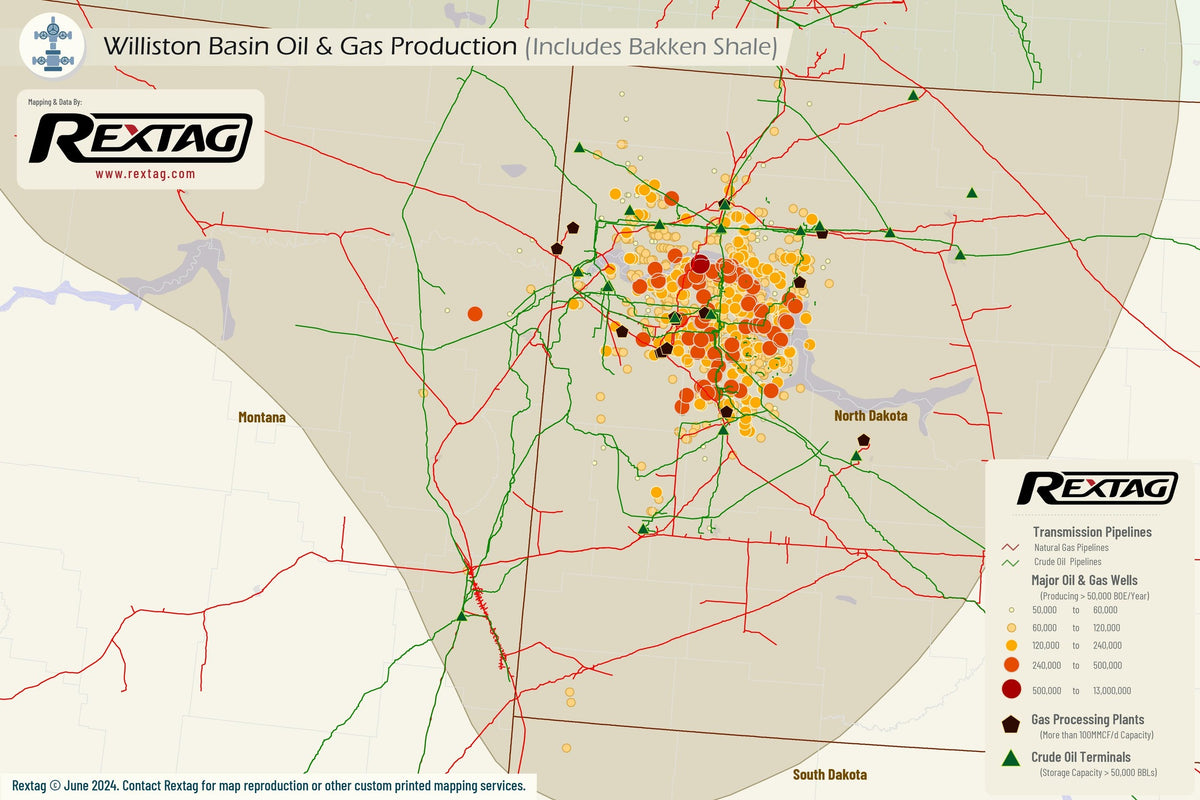 Rex Rextag Map U.S. Williston Basin (Includes Bakken Shale) - Upstream Oil & Gas ...