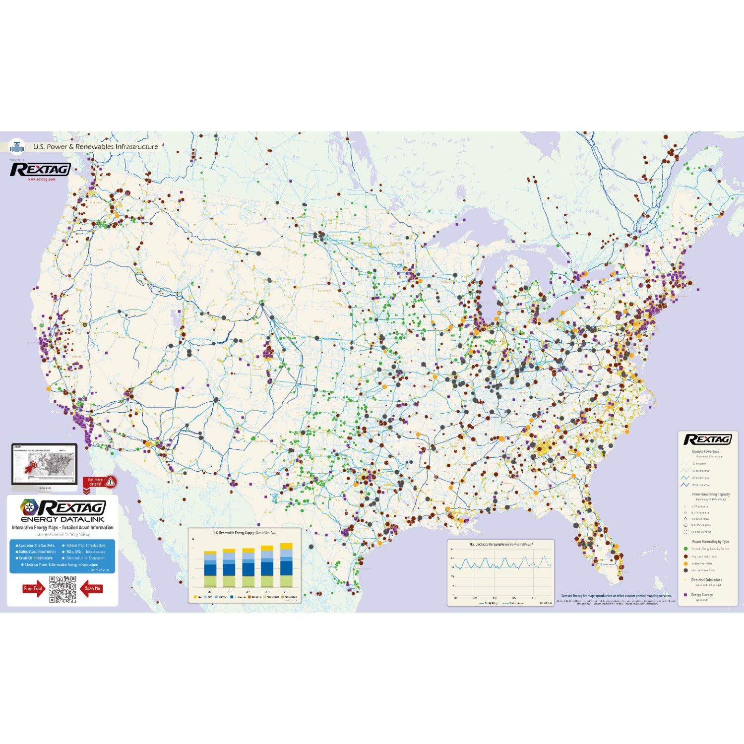 Rex Rextag Map U.S. Power Wall Map – Rextag Corporation