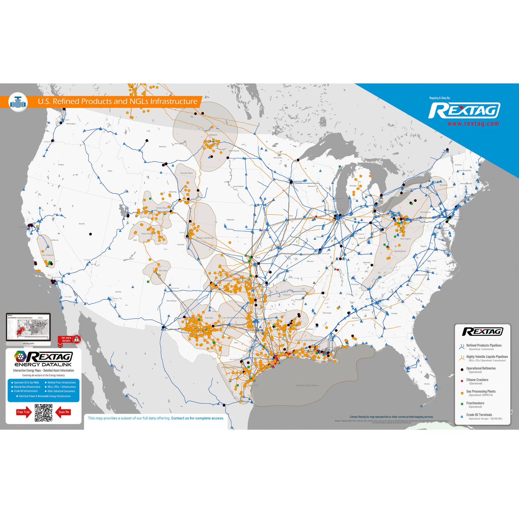 Wic Rextag Map U.S. Refined Products and NGLs Infrastructure Wall Map – Rextag Corporation
