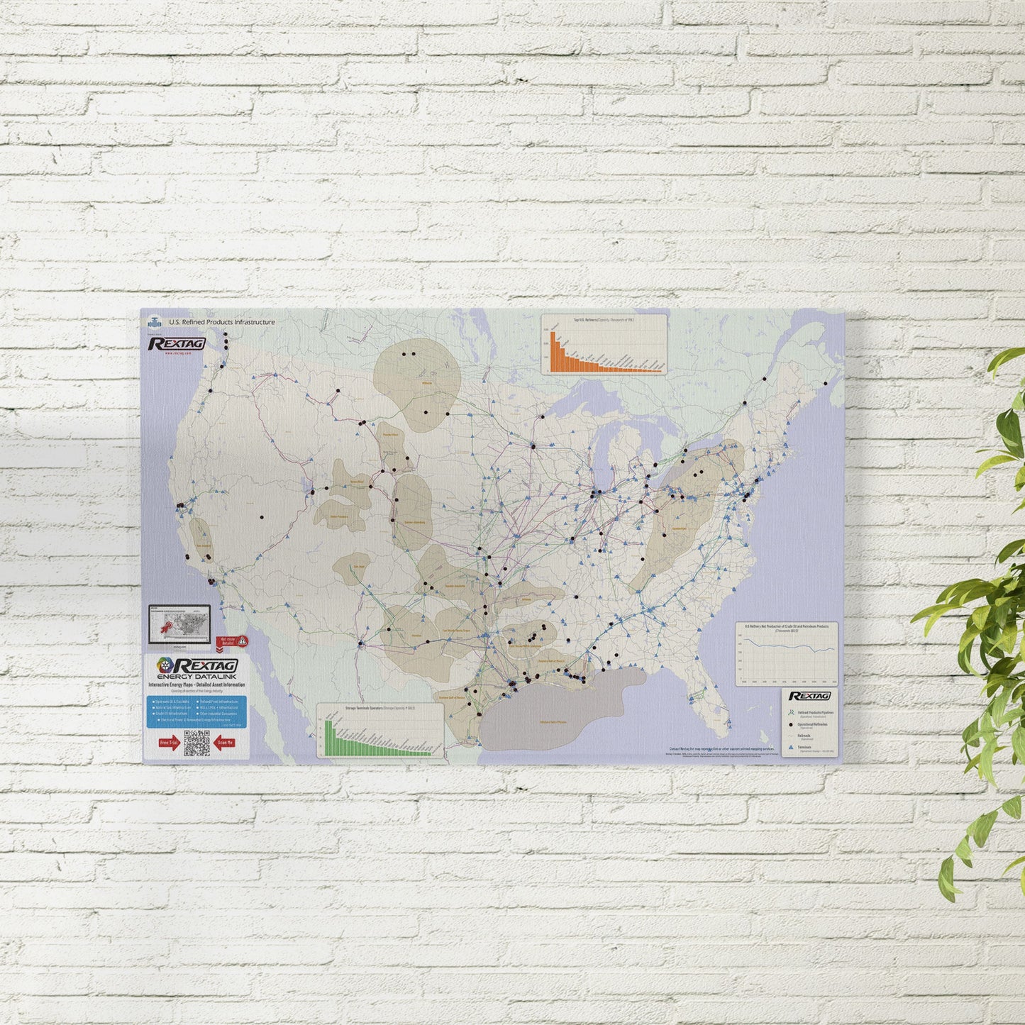 U.S. Refined Products Infrastructure wall map - Rextag