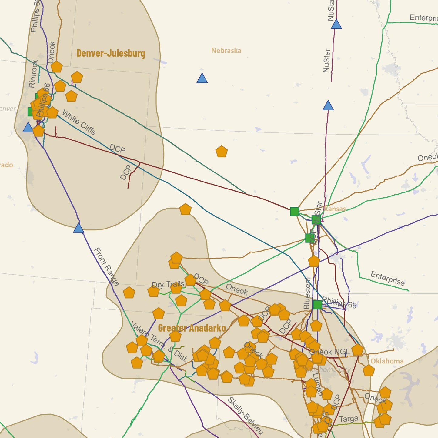 U.S. NGLs and Other Liquids Infrastructure Map zoom - Rextag